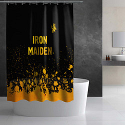 Шторка для душа Iron Maiden - gold gradient: символ сверху, цвет: 3D-принт — фото 2