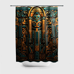 Шторка для ванной Орнамент в египетском стиле, бюст Нефертити
