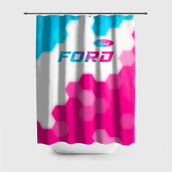 Шторка для душа Ford neon gradient style посередине, цвет: 3D-принт