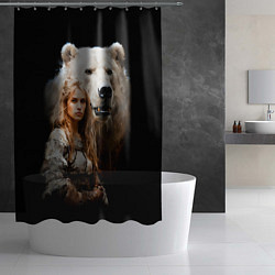 Шторка для душа Славянка с большим белым медведем, цвет: 3D-принт — фото 2