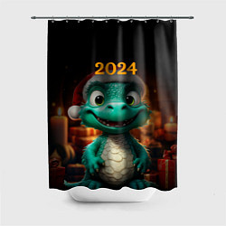 Шторка для ванной Зеленый дракон 2024