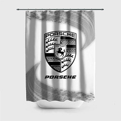 Шторка для ванной Porsche speed на светлом фоне со следами шин