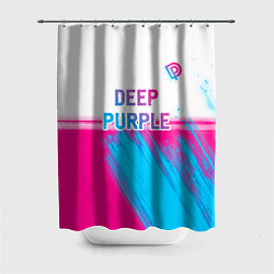 Шторка для душа Deep Purple neon gradient style посередине, цвет: 3D-принт