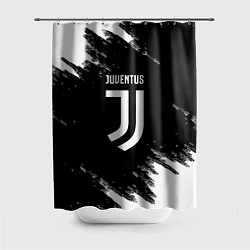 Шторка для душа Juventus спорт краски черно белый, цвет: 3D-принт
