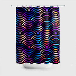 Шторка для ванной Разноцветные волны-чешуйки