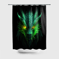 Шторка для душа Светящийся зеленый дракон 2024, цвет: 3D-принт