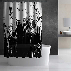 Шторка для душа Черно-белая абстракция гранж, цвет: 3D-принт — фото 2