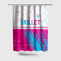 Шторка для душа Skillet neon gradient style посередине, цвет: 3D-принт