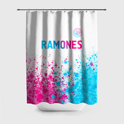 Шторка для душа Ramones neon gradient style посередине, цвет: 3D-принт