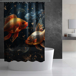 Шторка для душа Рыбки на темном фоне, цвет: 3D-принт — фото 2