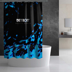 Шторка для душа Detroit become human голубая кровь, цвет: 3D-принт — фото 2