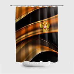 Шторка для ванной Герб России на черном золотом фоне