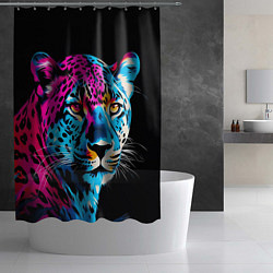 Шторка для душа Леопард в неоновых цветах, цвет: 3D-принт — фото 2