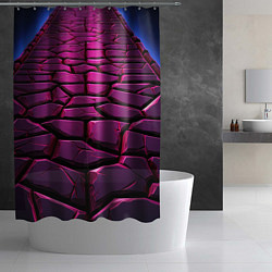 Шторка для душа Фиолетовая абстрактная плитка, цвет: 3D-принт — фото 2