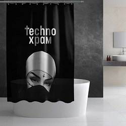 Шторка для душа Techno храм монашка в маске, цвет: 3D-принт — фото 2