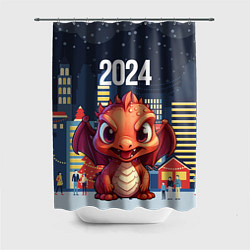 Шторка для душа Рыжий дракон 2024, цвет: 3D-принт