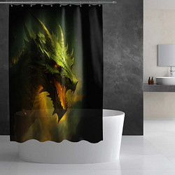 Шторка для душа Злой зеленый дракон 2024, цвет: 3D-принт — фото 2