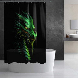 Шторка для душа Зеленый дракон иллюстрация, цвет: 3D-принт — фото 2