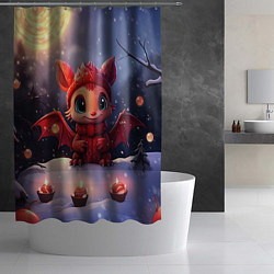 Шторка для душа Маленький дракоша со свечками, цвет: 3D-принт — фото 2