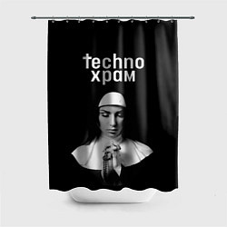 Шторка для душа Techno храм монашка в молитве, цвет: 3D-принт