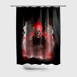Шторка для душа Красный скелет в дыму, цвет: 3D-принт