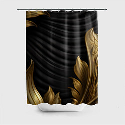 Шторка для душа Узоры золотые на черном фоне, цвет: 3D-принт