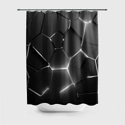 Шторка для душа Чёрные плиты разломы броня, цвет: 3D-принт