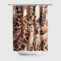 Шторка для душа Жирафы - африканский паттерн, цвет: 3D-принт
