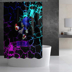 Шторка для душа Sonic sega game неоновая текстура, цвет: 3D-принт — фото 2