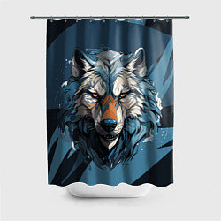 Шторка для душа Красивый грозный волк, цвет: 3D-принт