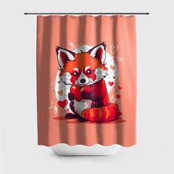 Шторка для душа Рыжая лисичка с сердцем, цвет: 3D-принт