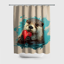 Шторка для душа Выдра с сердечком, цвет: 3D-принт