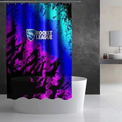Шторка для душа Rocket League neon game, цвет: 3D-принт — фото 2
