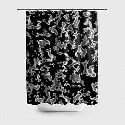 Шторка для ванной Капли жидкого металла - камуфляж на чёрном