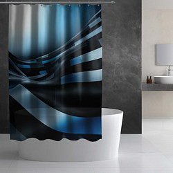 Шторка для душа Черно-синий абстрактный спортивный стиль, цвет: 3D-принт — фото 2