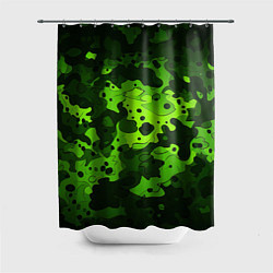 Шторка для душа Яркий неоновый зеленый камуфляж, цвет: 3D-принт