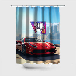 Шторка для душа GTA 6 logo auto, цвет: 3D-принт
