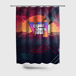 Шторка для душа GTA 6 logo абстрактный фон, цвет: 3D-принт