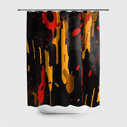 Шторка для ванной Красные желтые оранжевые пятна краски абстракция