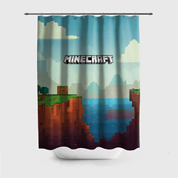 Шторка для душа Minecraft logo квадратный мир, цвет: 3D-принт