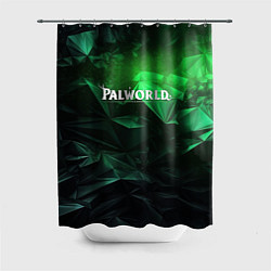 Шторка для душа Palworld logo green abstract, цвет: 3D-принт