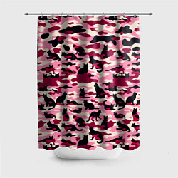 Шторка для ванной Камуфляжные розовые котики