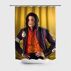 Шторка для душа Michael Jackson на золотом фоне с графикой, цвет: 3D-принт