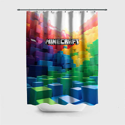 Шторка для душа Minecraft logo радужный мир, цвет: 3D-принт