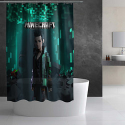 Шторка для душа Minecraft cyberpunk green neon, цвет: 3D-принт — фото 2