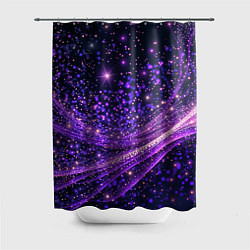 Шторка для душа Фиолетовые сверкающие абстрактные волны, цвет: 3D-принт