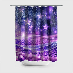Шторка для ванной Абстрактные звезды в фиолетовых искрах