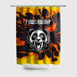 Шторка для душа Powerwolf рок панда и огонь, цвет: 3D-принт