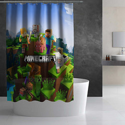 Шторка для душа Minecraft pixel world, цвет: 3D-принт — фото 2