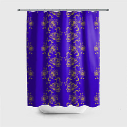Шторка для ванной Контурные цветы на фиолетовом фоне